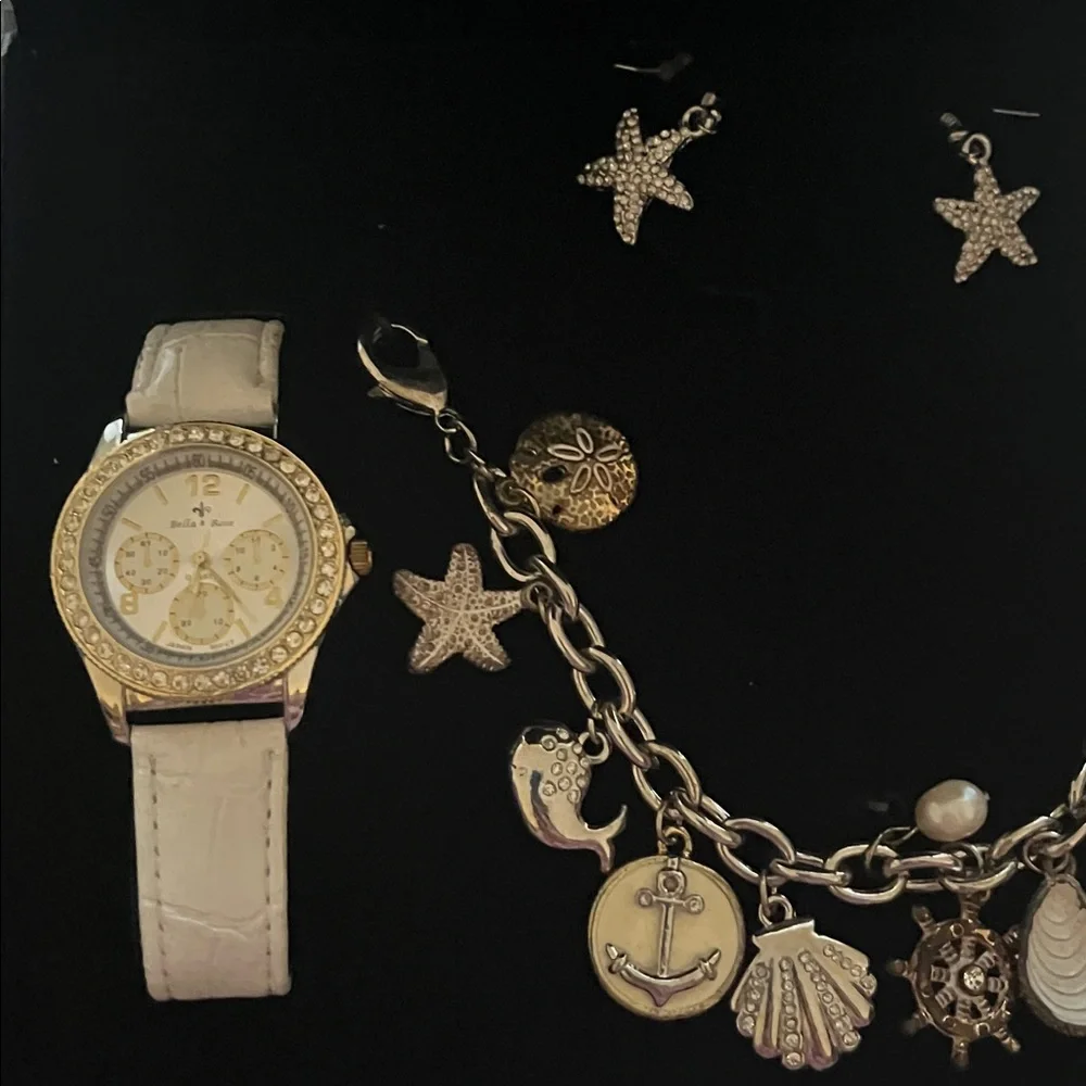 Bella Rose Jewelry Set- Seashell, nautical comes with watch - Picture 2 of 2